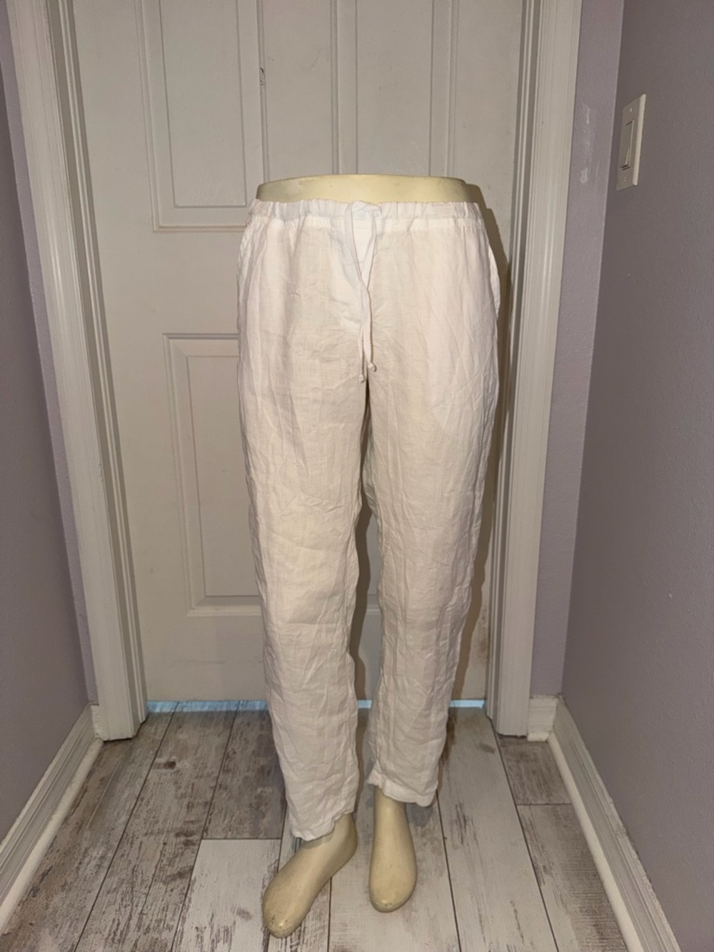 CP Shades White Linen Drawstring Pants